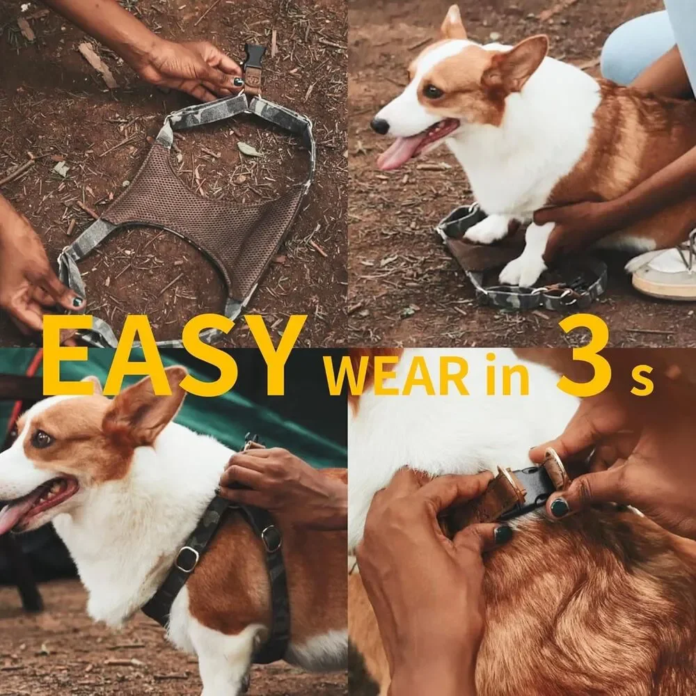Puppytie Dog Harness Multifunction Leash Set Black Denim Small No Pull